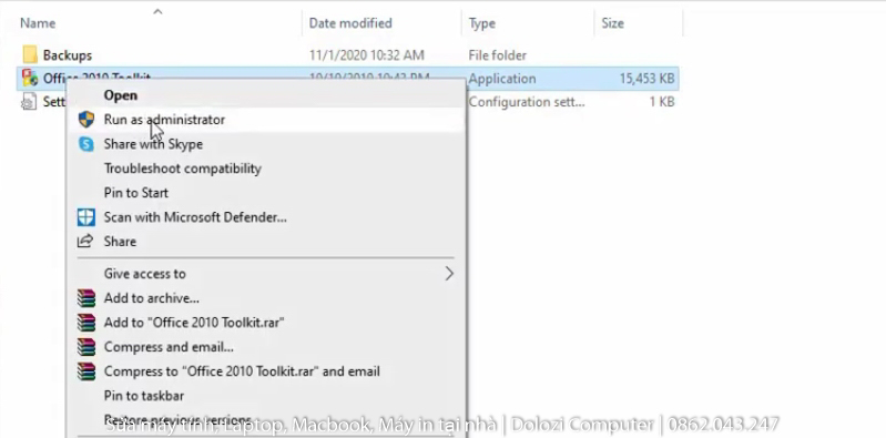Chạy file crack với quyền admin