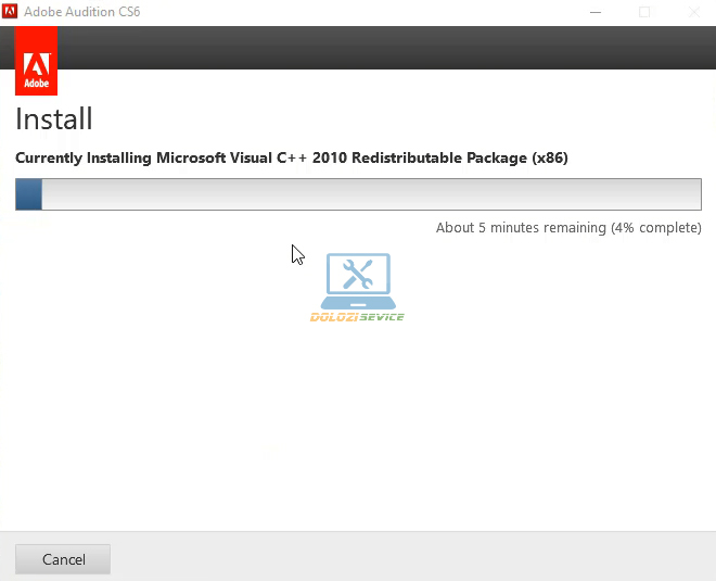 Đợi phần mềm Audition CS6 Full Crack cài đặt hoàn tất