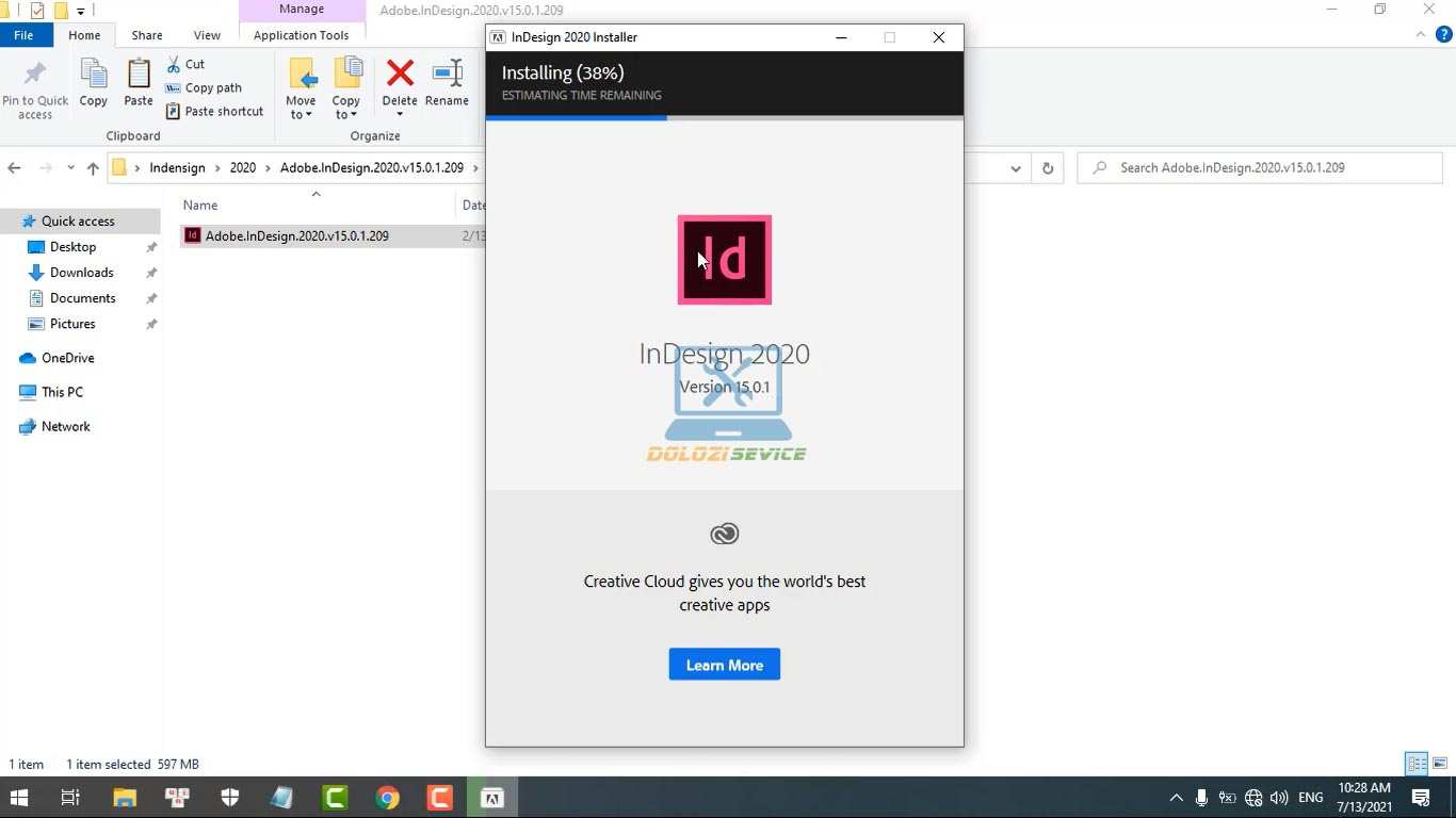 Đợi phần mềm InDesign 2020 Full Crack cài đặt hoàn tất