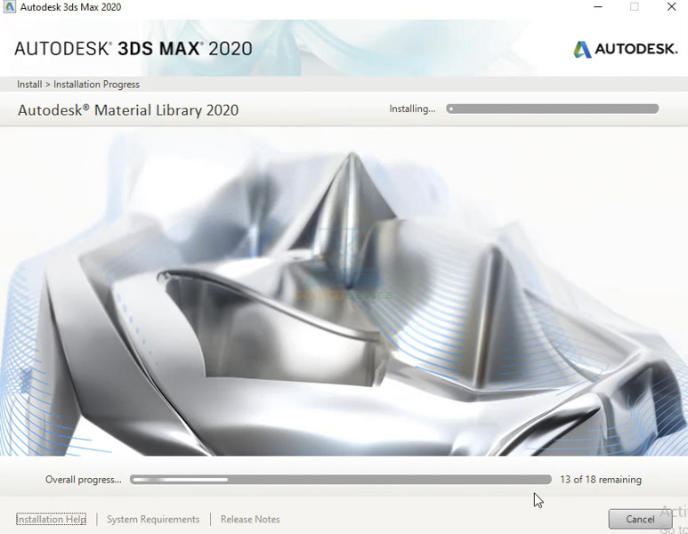 Đợi cho phần mềm 3DS Max 2020 cài đặt hoàn tất