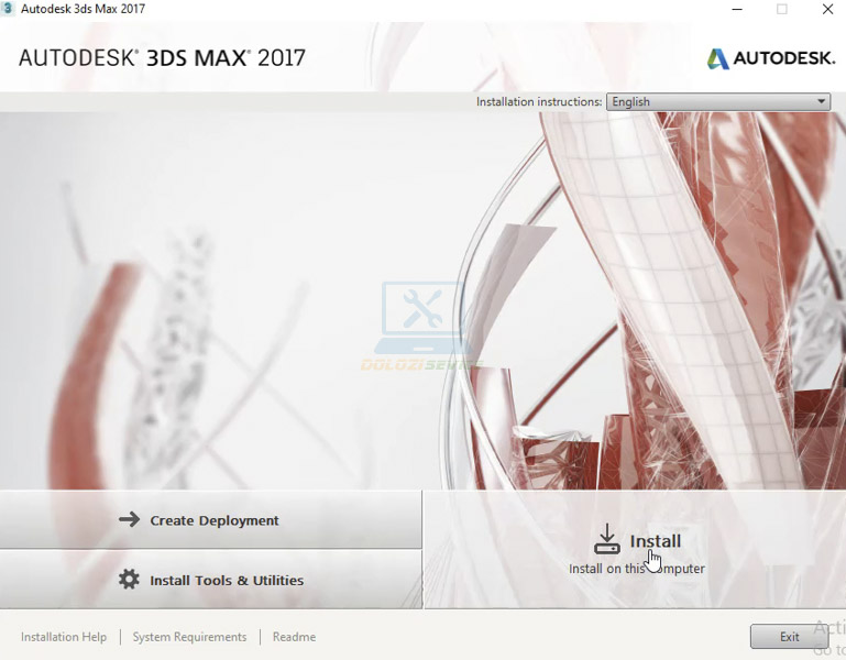 Ta chọn Install để cài phần mềm 3DS Max 2017