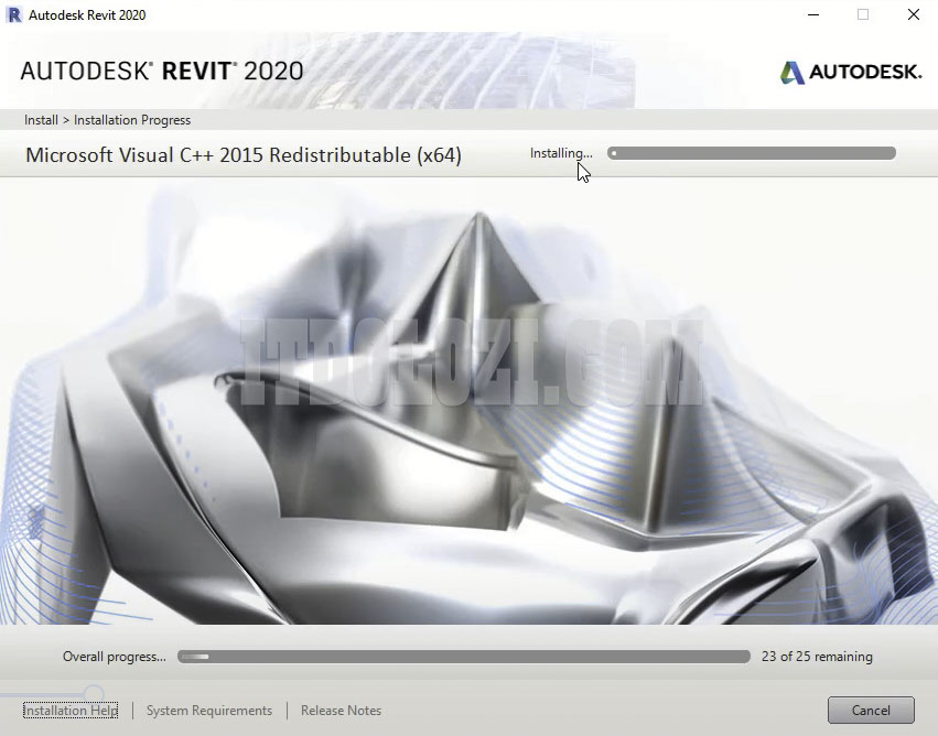 Đợi cài đặt phần mềm Autodesk Revit 2020