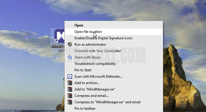 Chuột phải vào Icon trên màn hình Desktop sau đó chọn Open file location