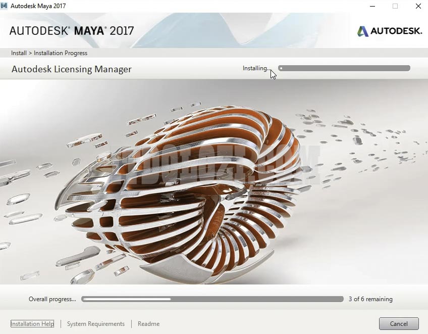 Đợi phần mềm Autodesk Maya 2017 hoàn tất