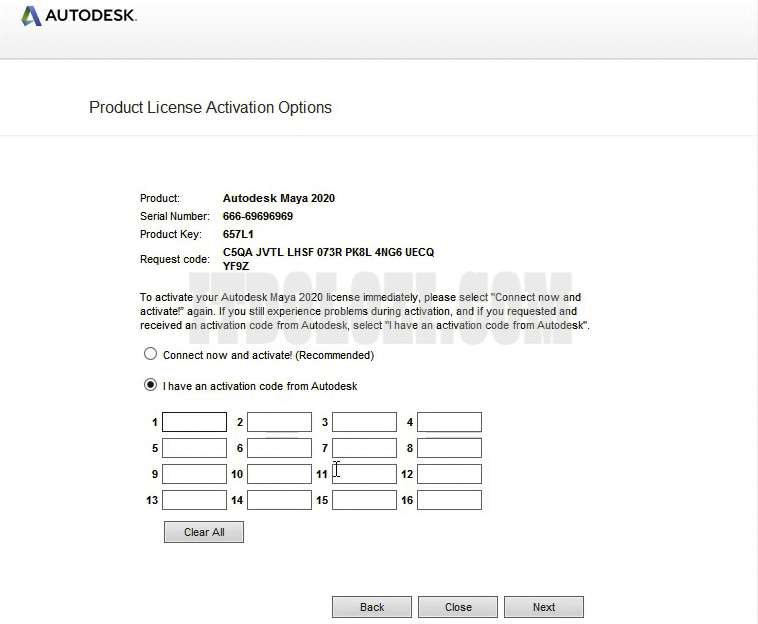 Chọn I have an activate code from Autodesk sau đó nhấn Next