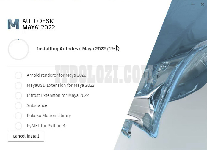 Đợi phần mềm Autodesk Maya 2022 cài đặt hoàn tất