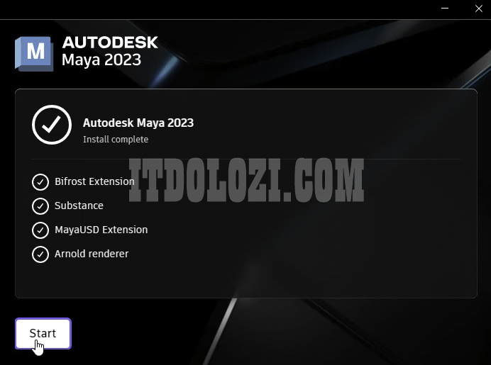 Cài đặt thành công Autodesk Maya 2023