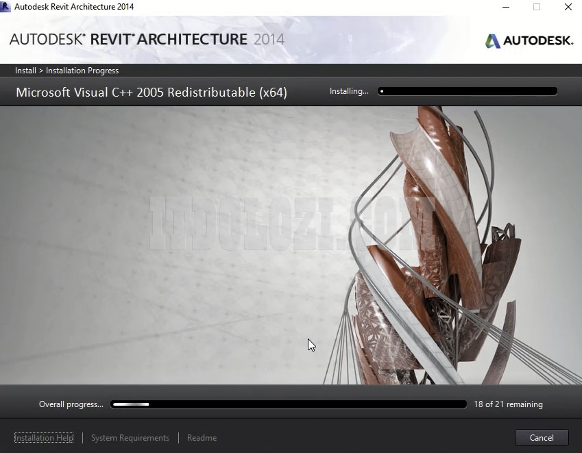 Đợi cài đặt phần mềm Autodesk Revit 2014
