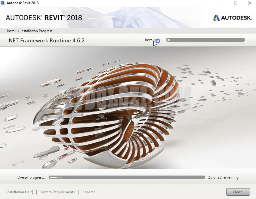Đợi cài đặt phần mềm Autodesk Revit 2018
