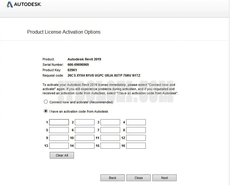 Ta chọn I have an activation code from Autodesk