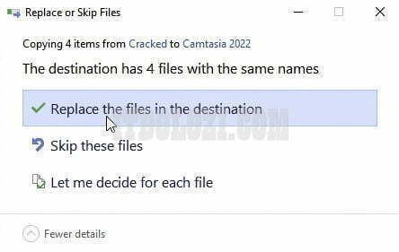 Ta chọn Replace the file in the destination