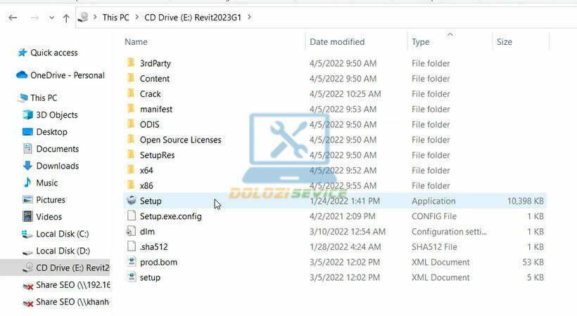 Chạy file setup