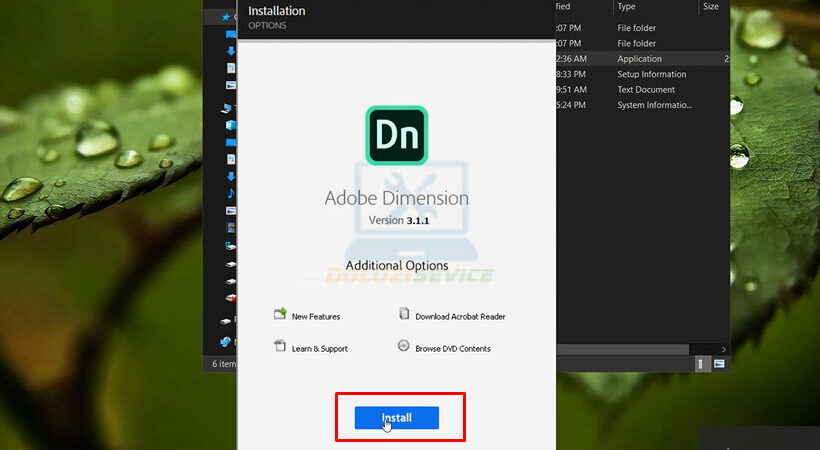 Tiến hành chọn Install Adobe Dimension CC 2020.