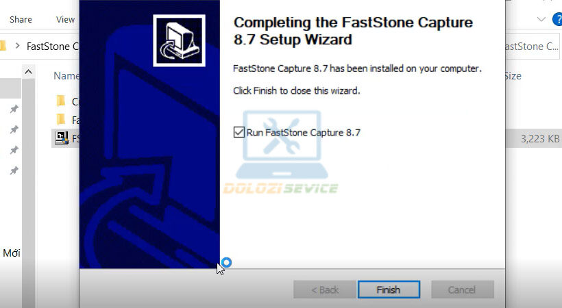 Chọn Finish kết thúc cài đặt FastStone Capture 8.7.