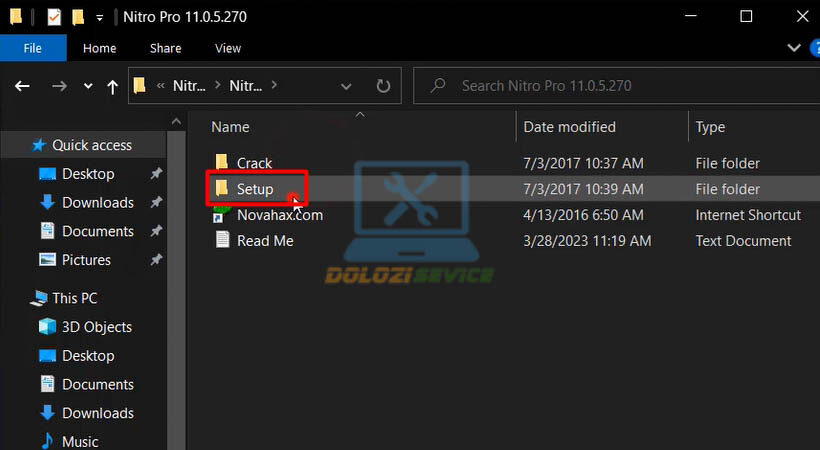 Mở file setup