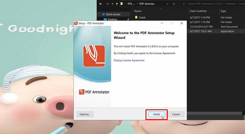 Tiến hành chọn Install PDF Annotator Portable.