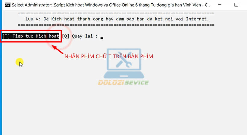 Nhấn chữ T trên bàn phím