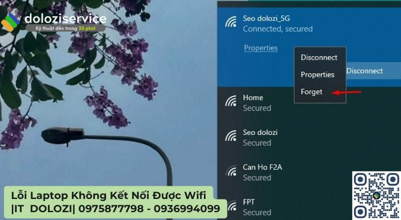 xoá wifi cũ sau đó kết nối lại lỗi laptop không kết nối được wifi