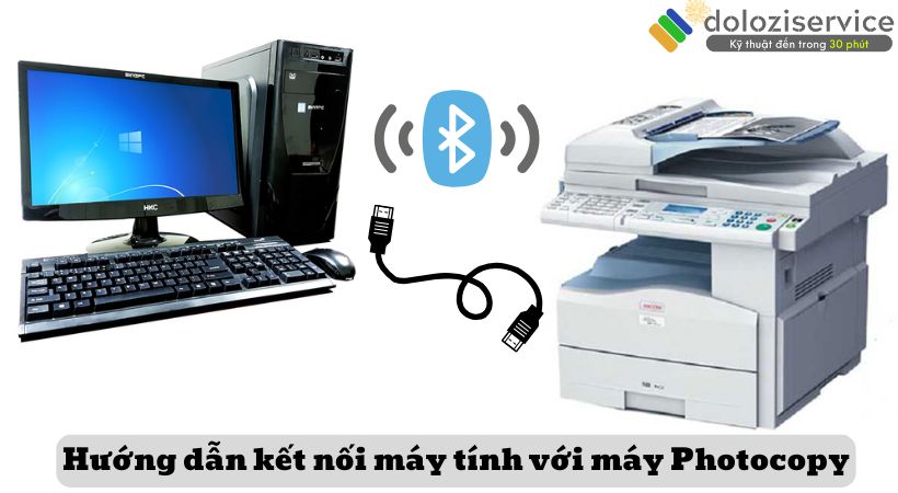 Kết nối máy tính với máy Photocopy.
