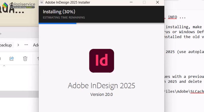 Đợi cài đặt Adobe Indesign 2025
